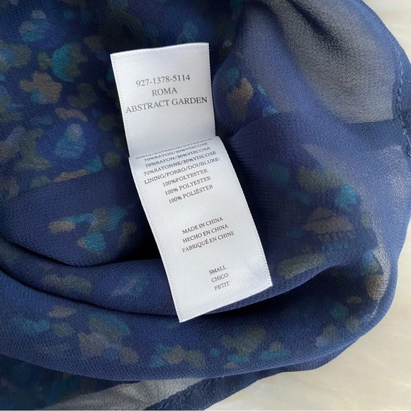 NWOT Rails Roma Mini Dress Abstract Garden Floral Green V-neck Puff Sleeves - Picture 9 of 13